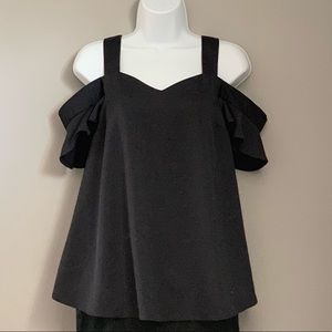 MATERNITY TOPSHOP Black Cold Shoulder Top; Size 8
